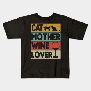 CAT MOTHER WINE LOVER Kids T-Shirt